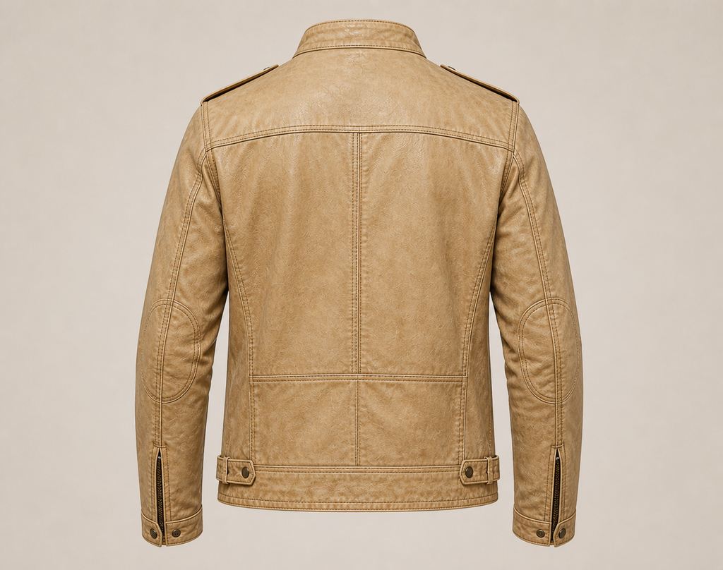 Leather jacket in sand color