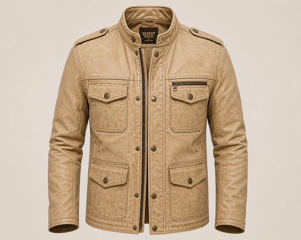 Leather jacket in sand color