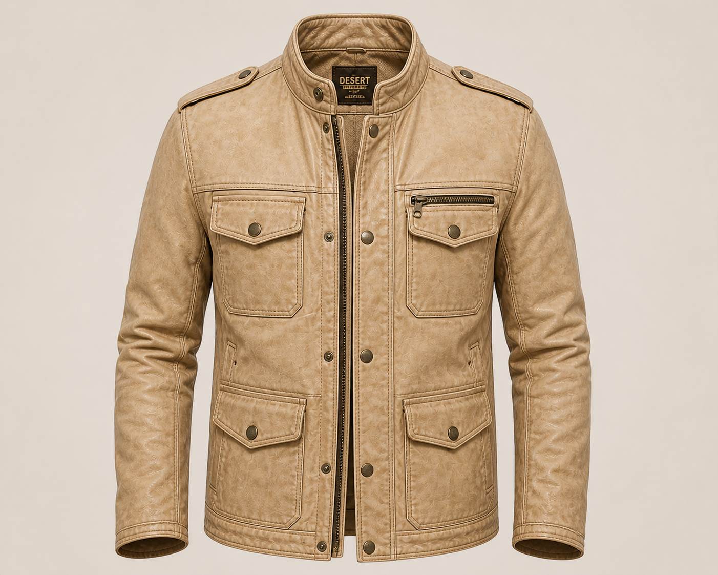 Leather jacket in sand color