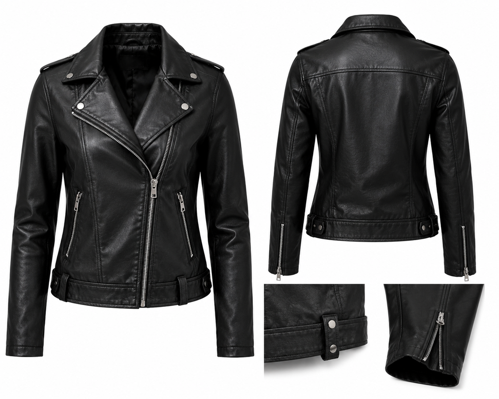 Luna Classic Black Leather Moto Jacket