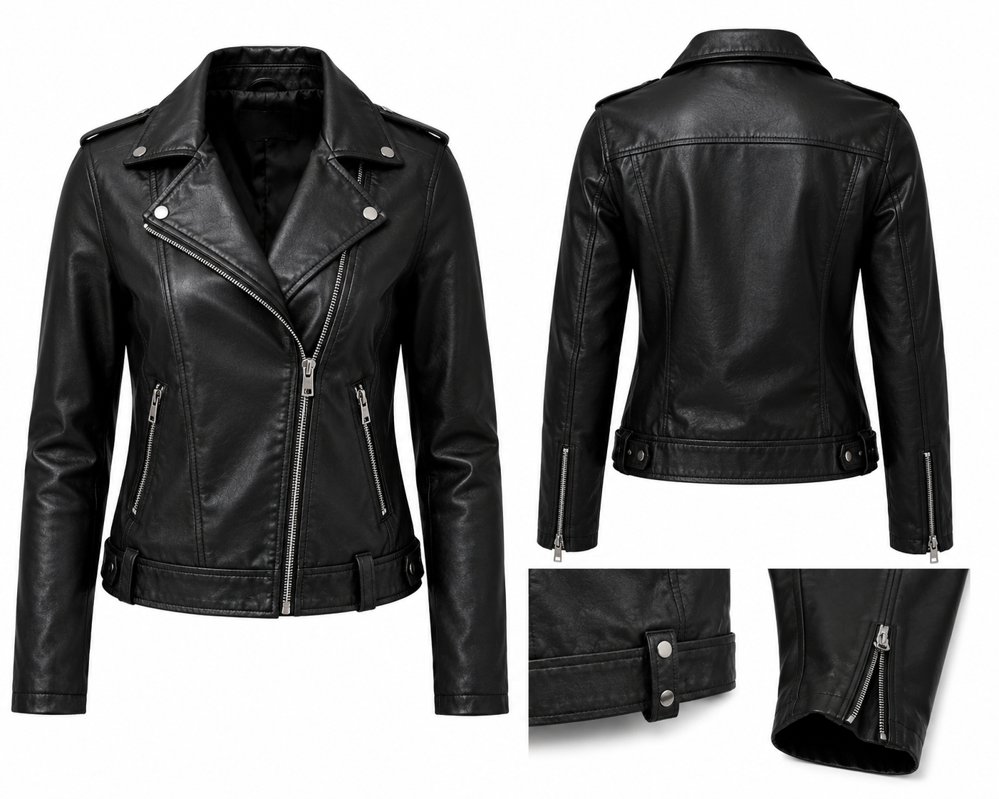 Luna Classic Black Leather Moto Jacket